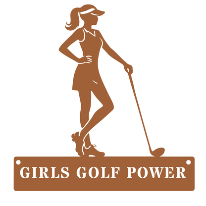 Girls Golf Power Wall Sign – Women’s Golf Art Copper