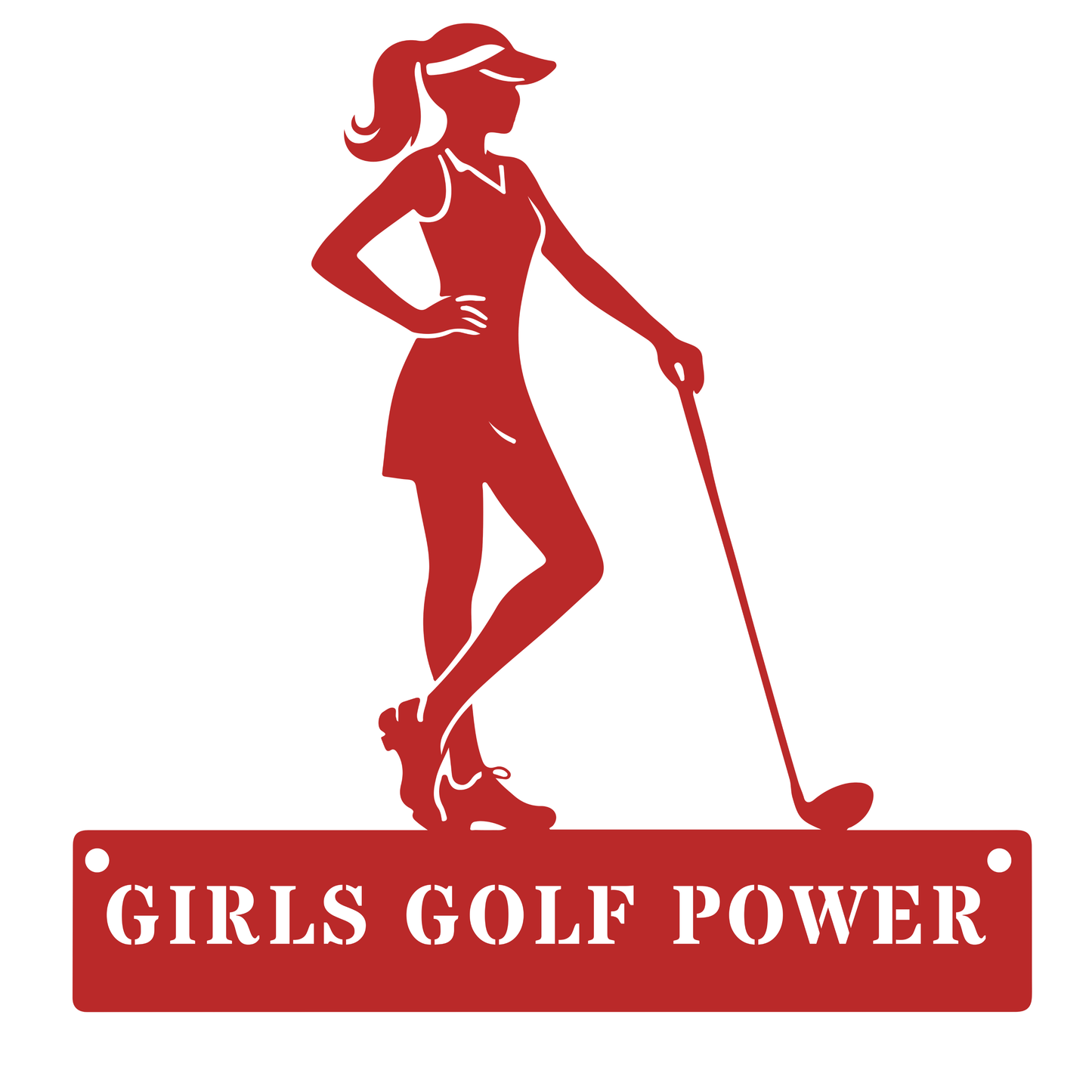 Girls Golf Power Wall Sign – Women’s Golf Art Red