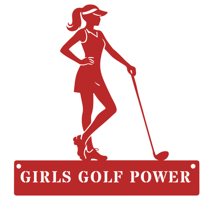 Girls Golf Power Wall Sign – Women’s Golf Art Red