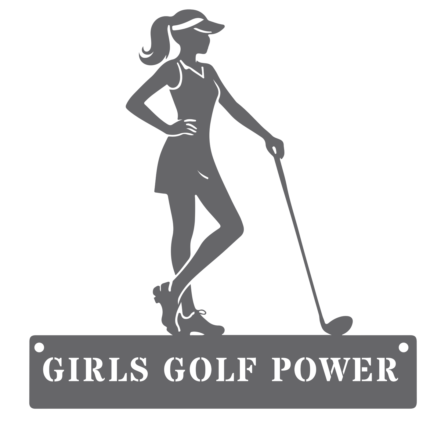 Girls Golf Power Wall Sign – Women’s Golf Art Silver