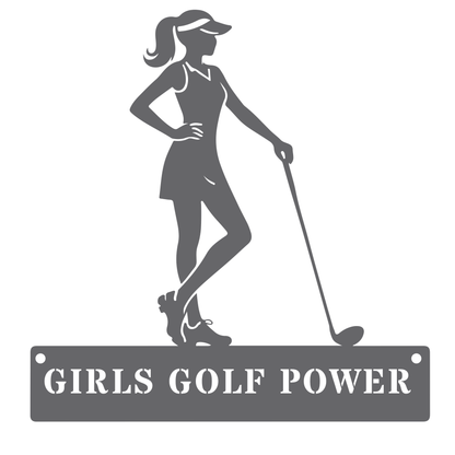 Girls Golf Power Wall Sign – Women’s Golf Art Silver