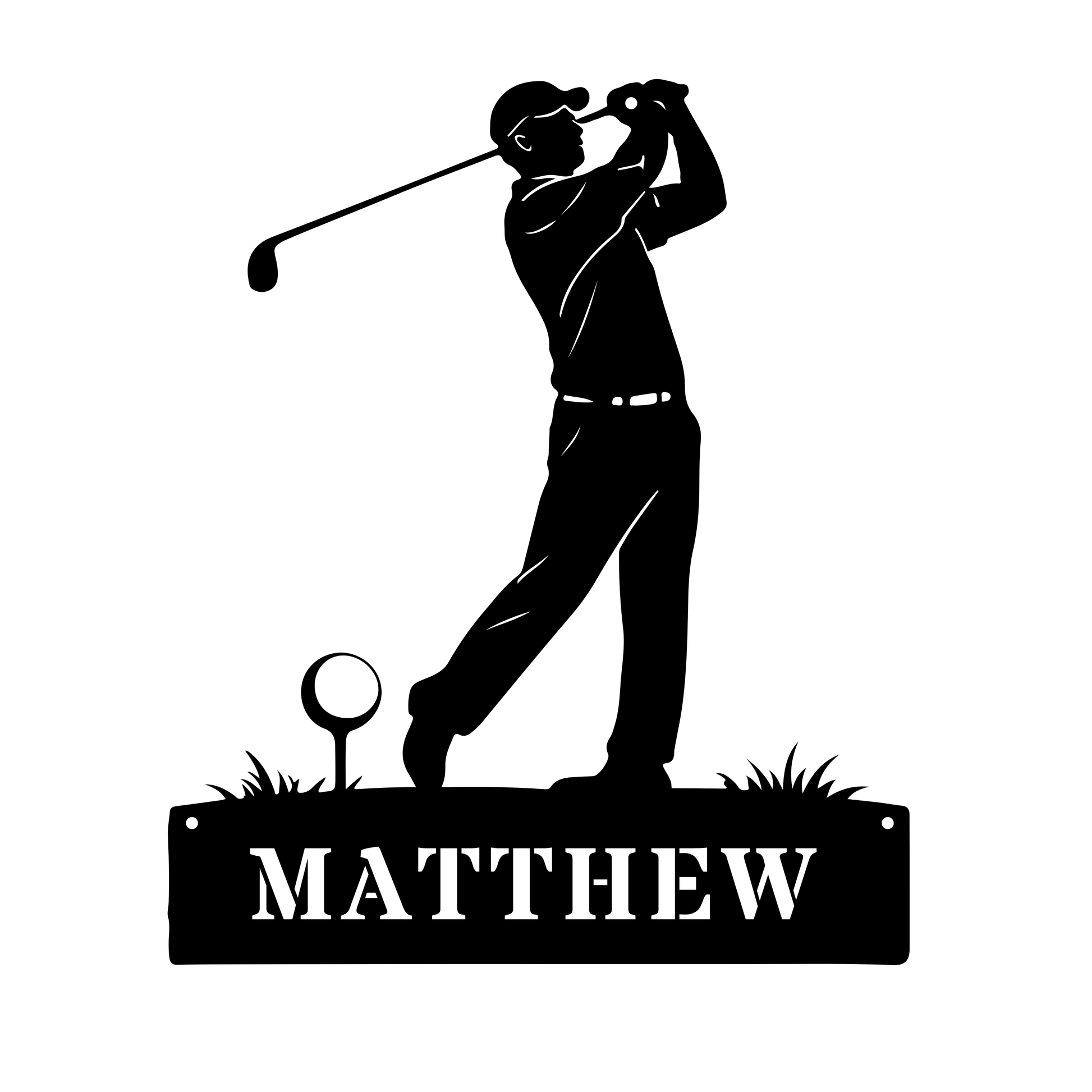 Personalised Golf Swing Metal Sign Black