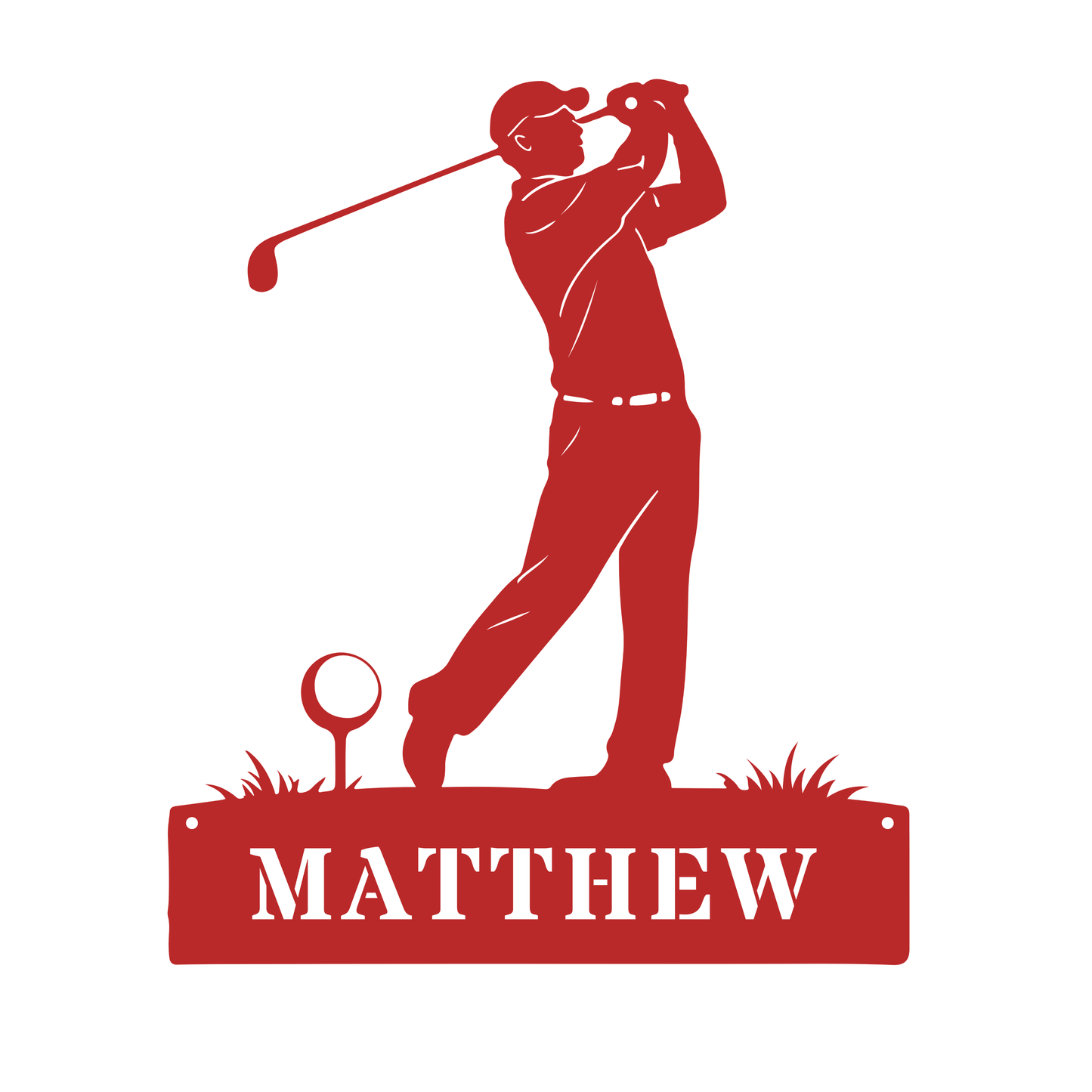 Personalised Golf Swing Metal Sign Red