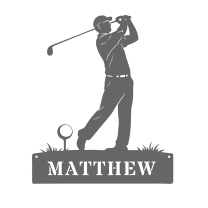 Personalised Golf Swing Metal Sign Silver
