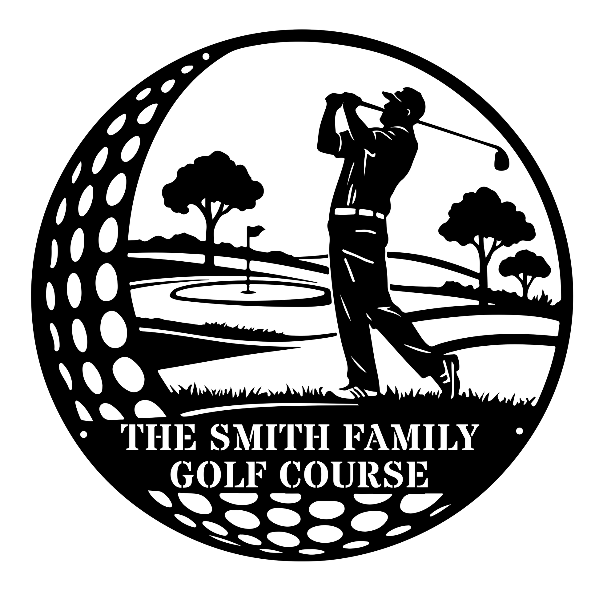 Family Golf Course Metal Sign – Custom Golf Wall Art Black