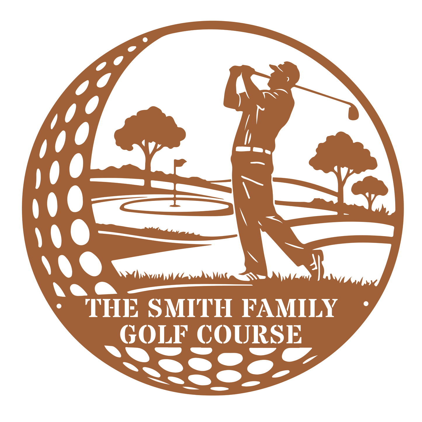 Family Golf Course Metal Sign – Custom Golf Wall Art Copper
