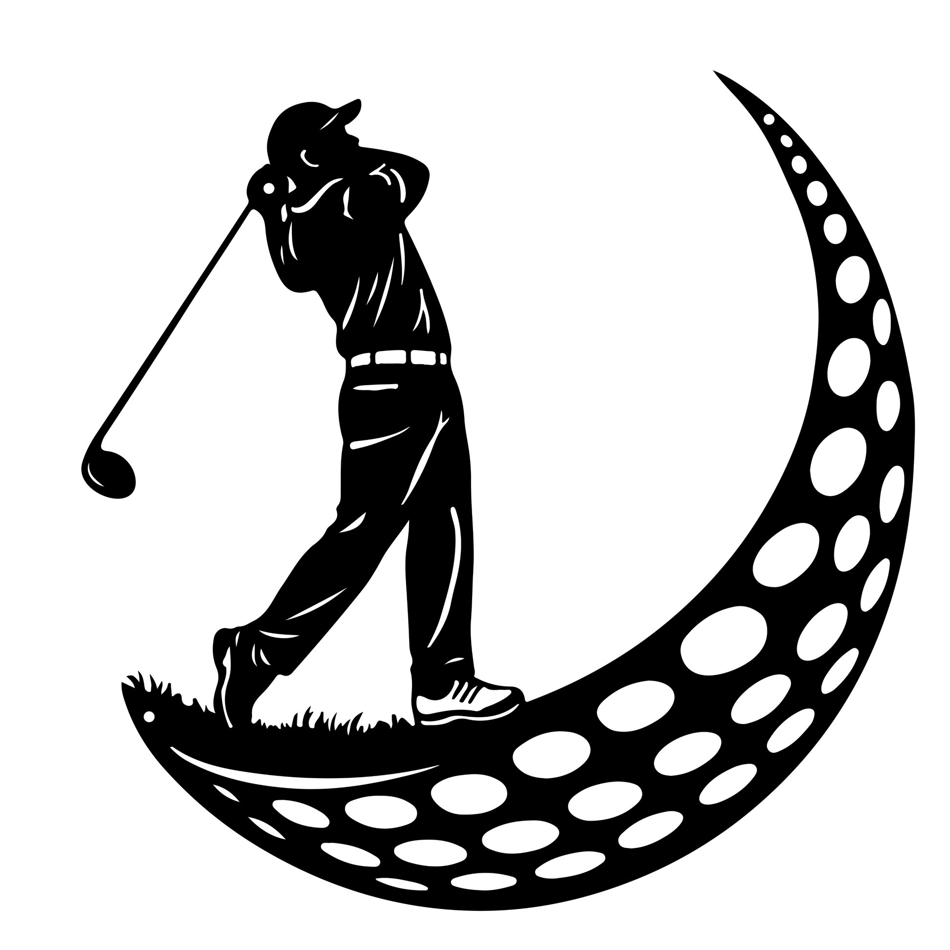 Golfer Moon Metal Wall Art Black