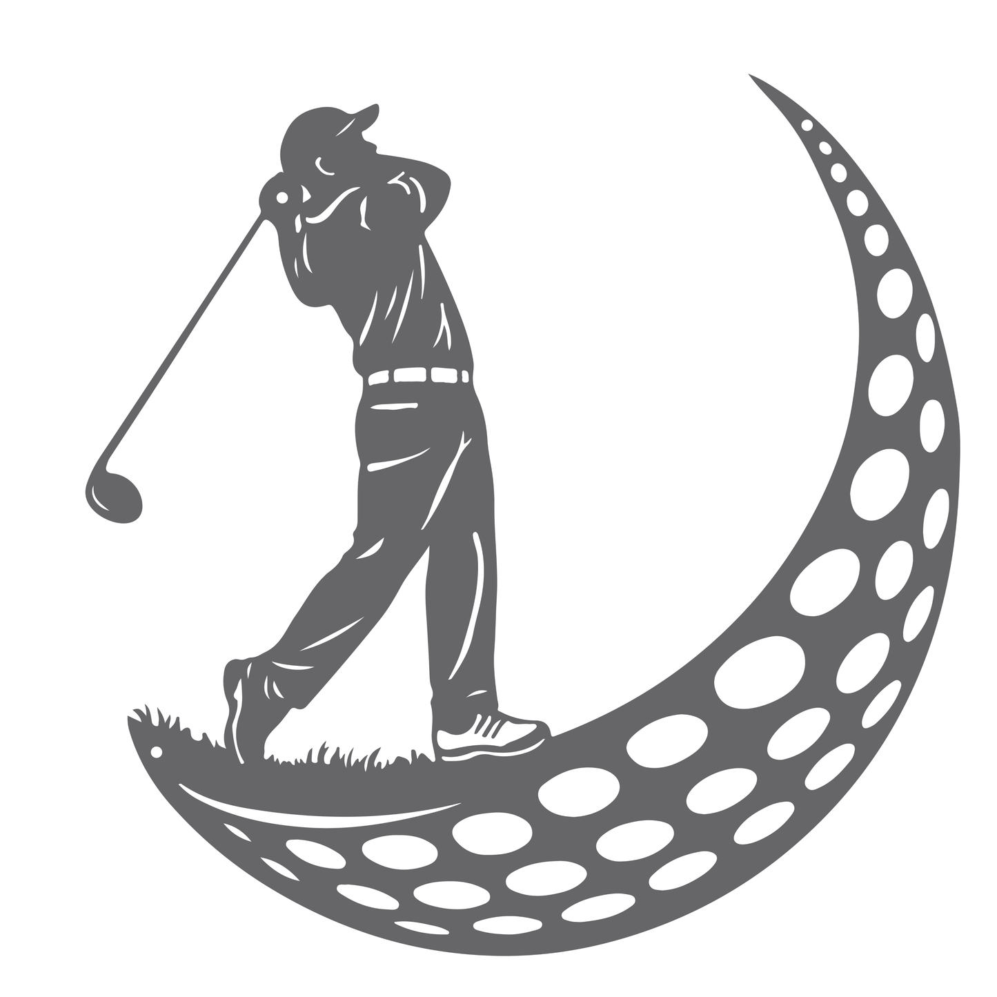 Golfer Moon Metal Wall Art Silver