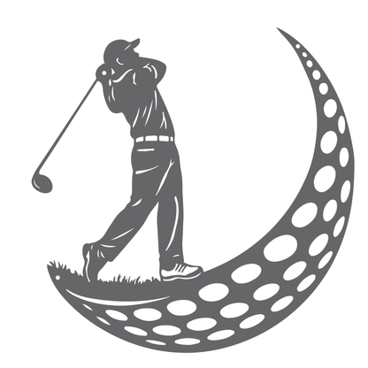 Golfer Moon Metal Wall Art Silver