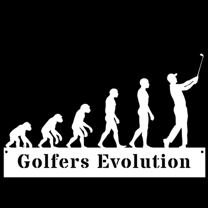 Golfers Evolution Wall Sign – Funny Golf Decor White