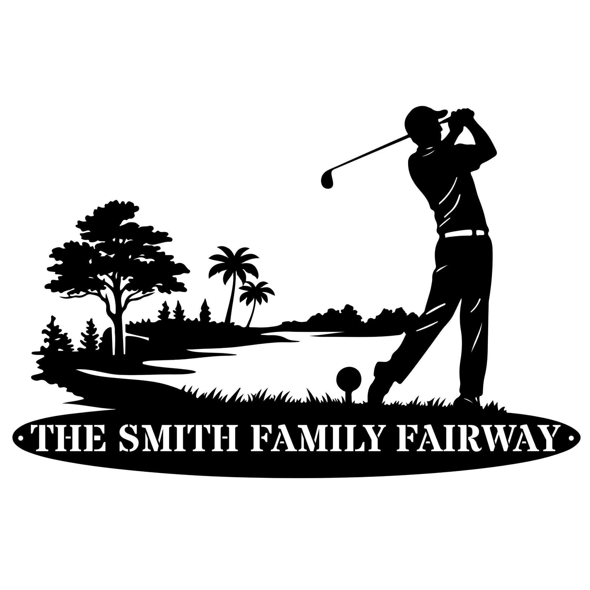 Personalised Family Fairway Metal Sign Black