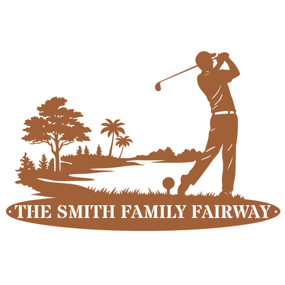 Personalised Family Fairway Metal Sign Copper