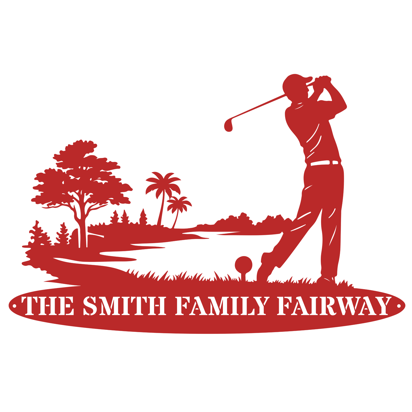 Personalised Family Fairway Metal Sign Red