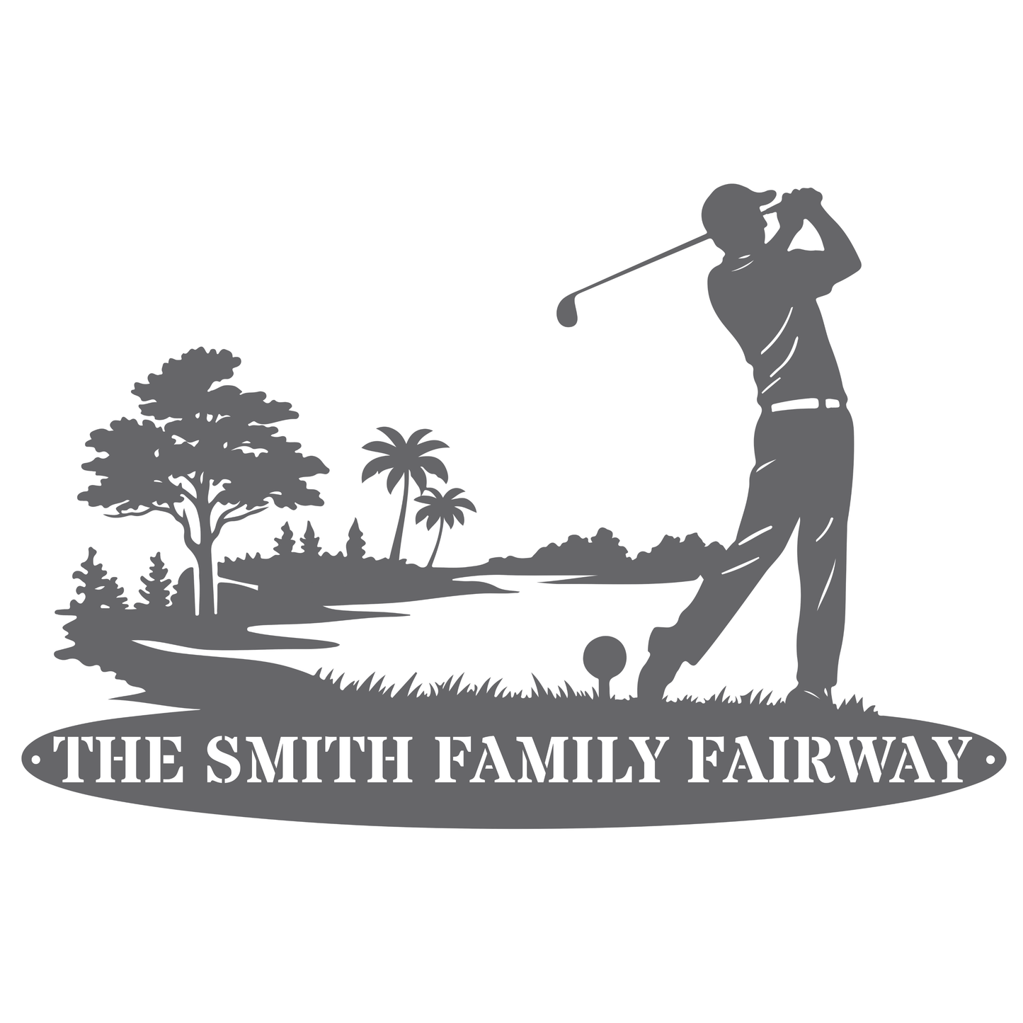 Personalised Family Fairway Metal Sign Silver