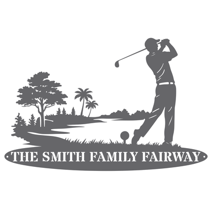 Personalised Family Fairway Metal Sign Silver