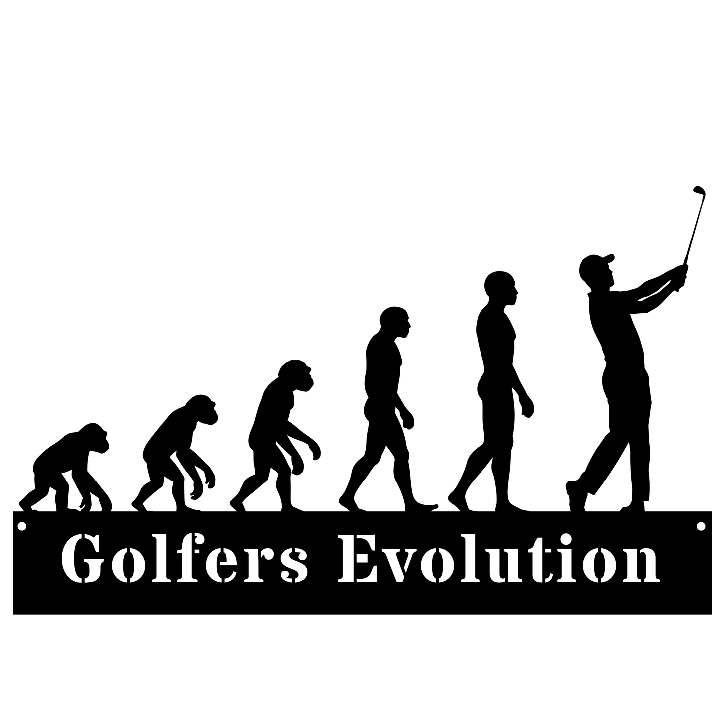 Golfers Evolution Wall Sign – Funny Golf Decor Black
