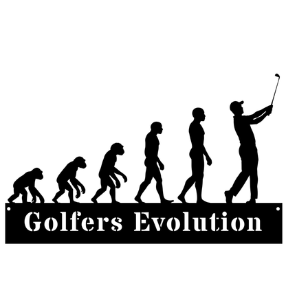Golfers Evolution Wall Sign – Funny Golf Decor Black