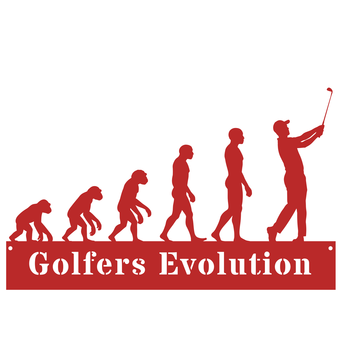 Golfers Evolution Wall Sign – Funny Golf Decor Red