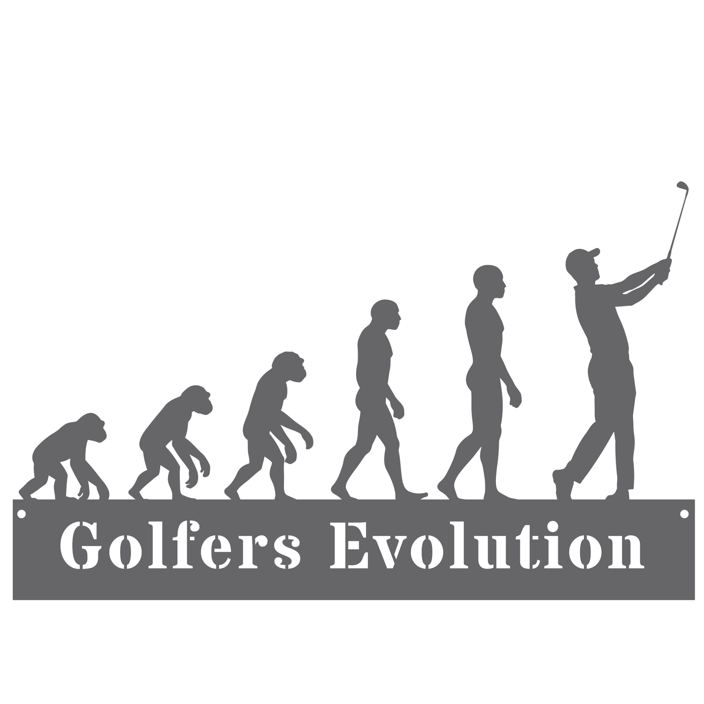 Golfers Evolution Wall Sign – Funny Golf Decor Silver