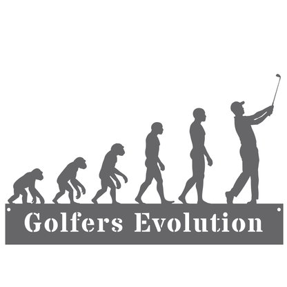 Golfers Evolution Wall Sign – Funny Golf Decor Silver
