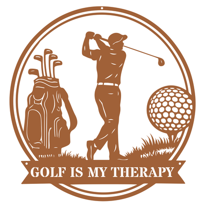 Golf Is My Therapy Wall Art Copper