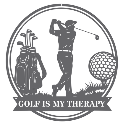 Golf Is My Therapy Wall Art Silver