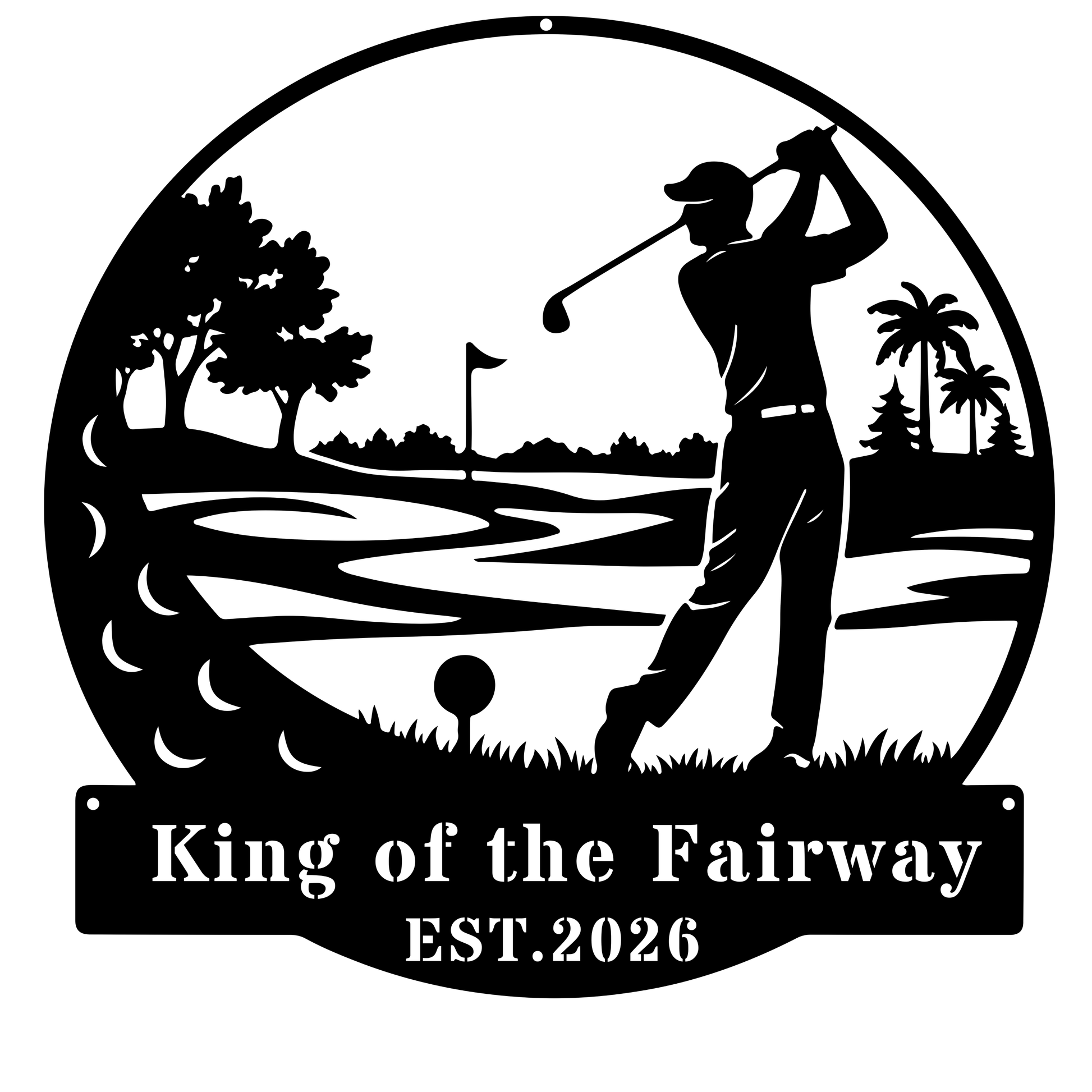 Golf King Metal Wall Art Black