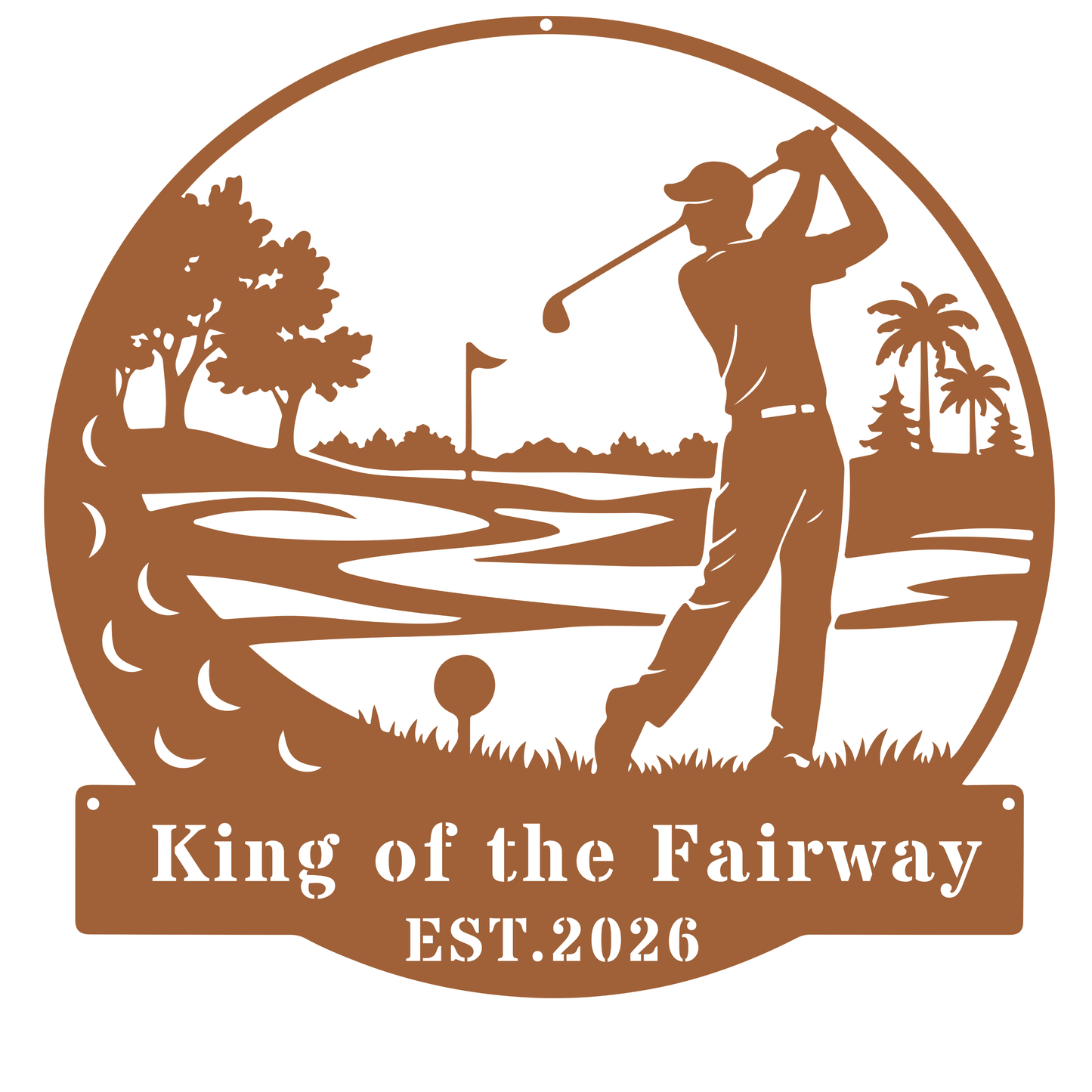 Golf King Metal Wall Art Copper