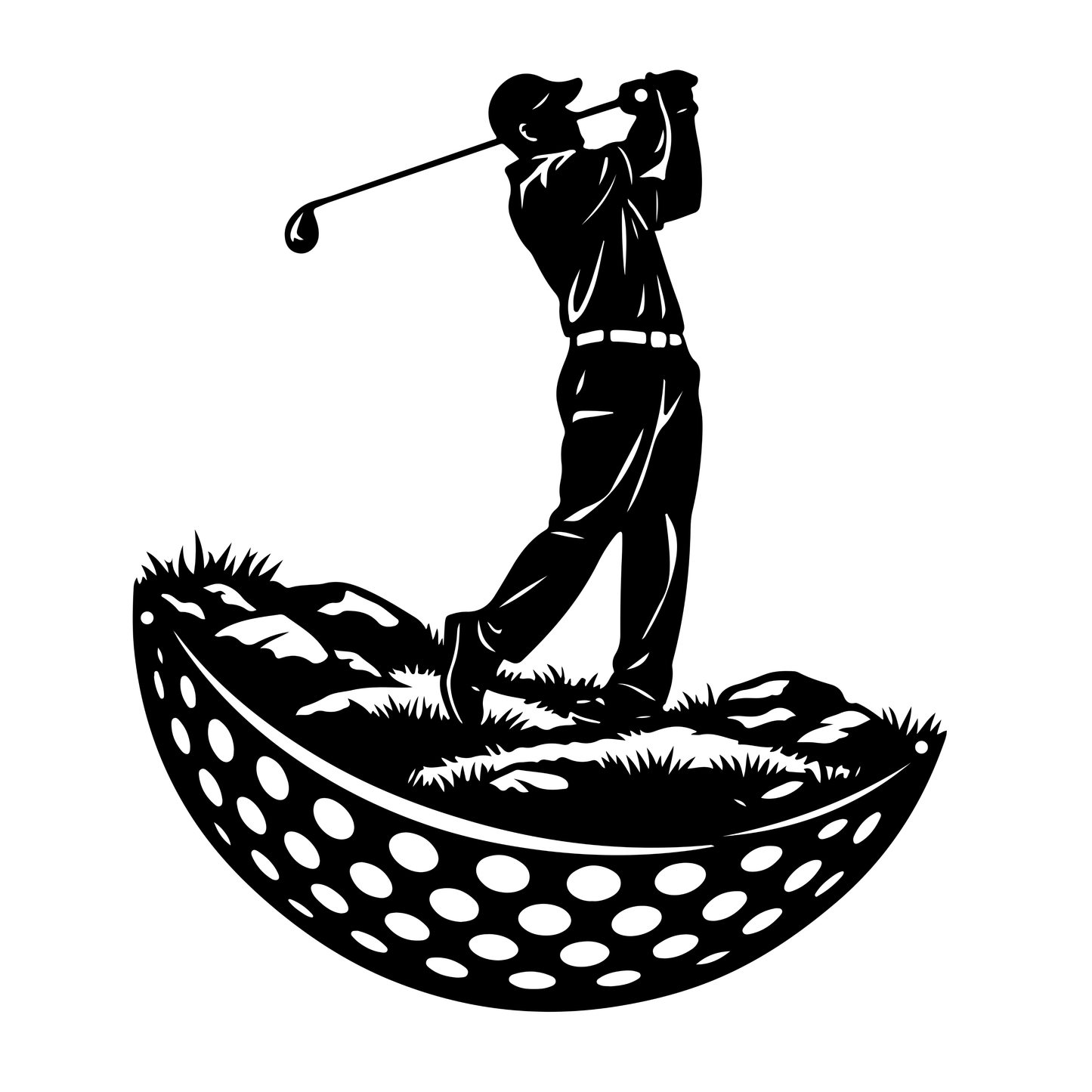 Modern Golf Ball Metal Wall Art Black