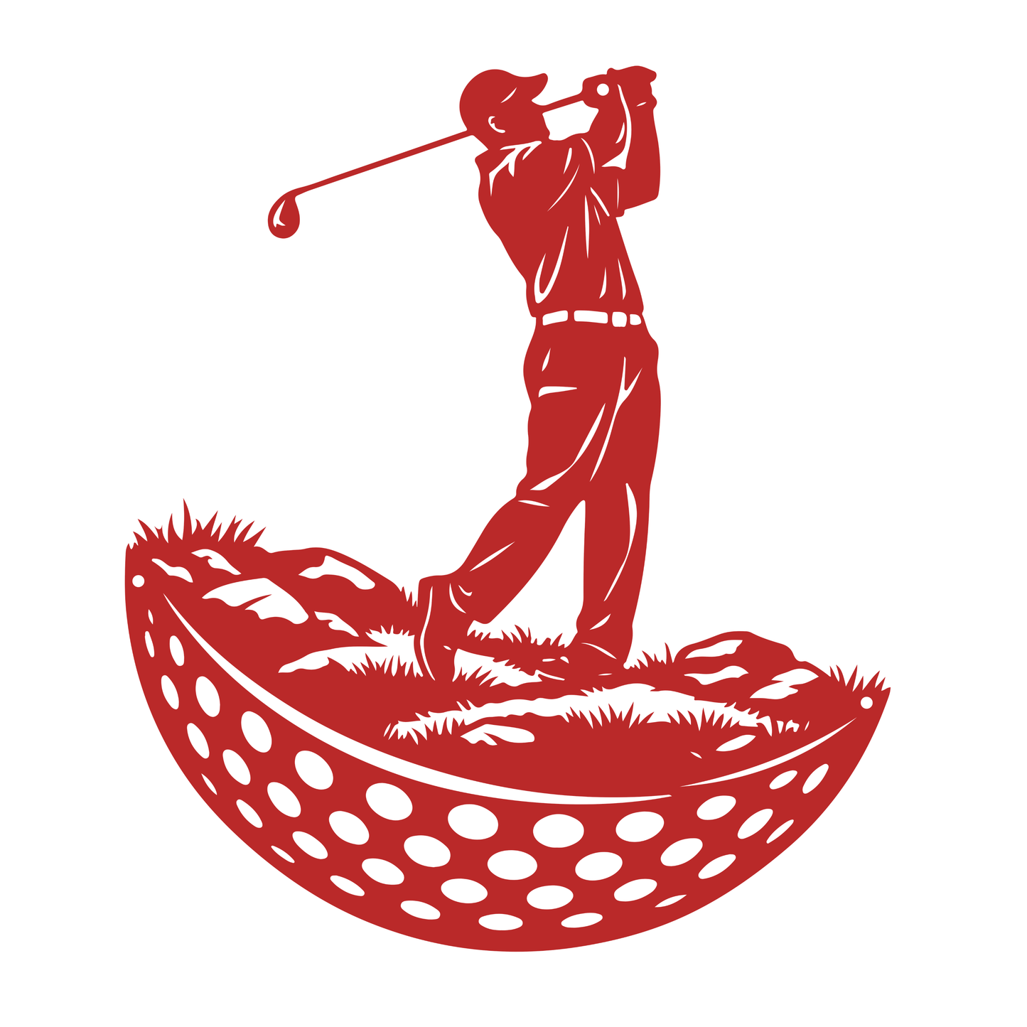 Modern Golf Ball Metal Wall Art Red