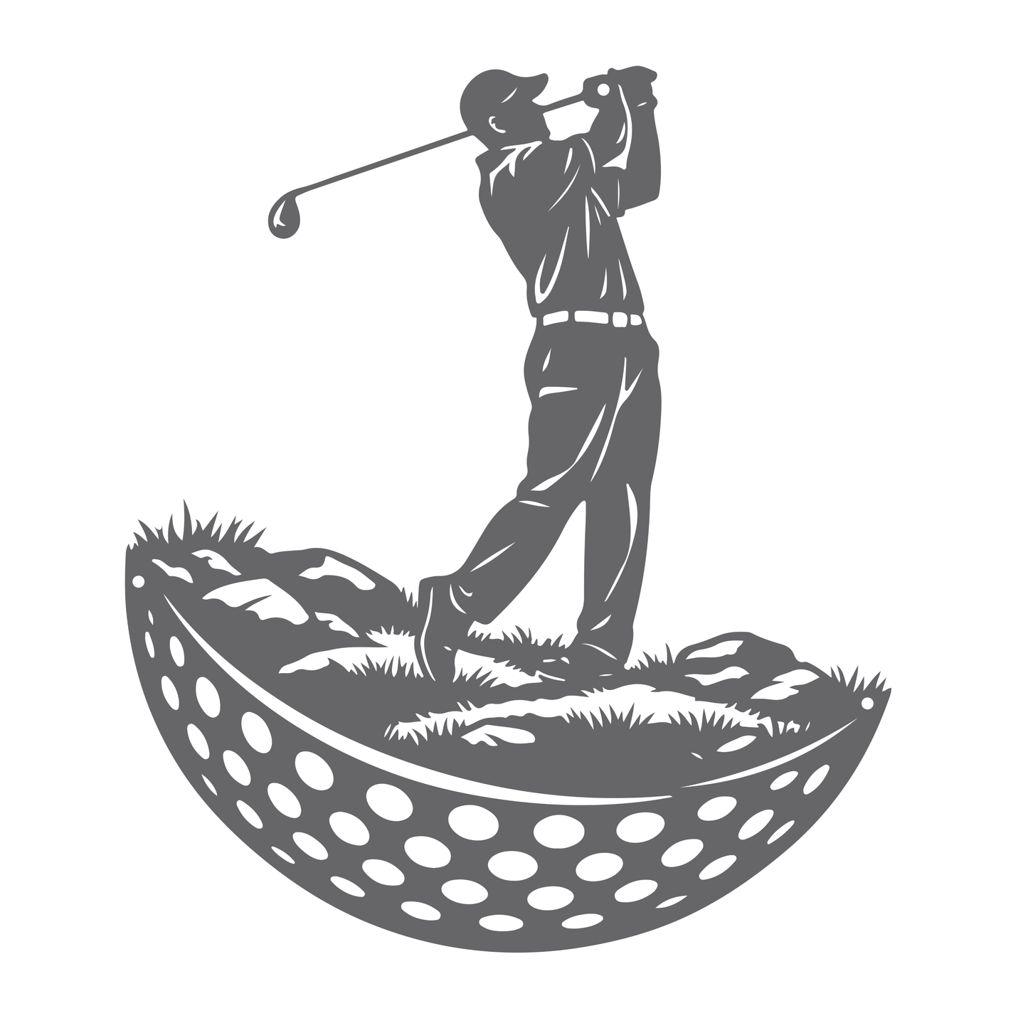 Modern Golf Ball Metal Wall Art Silver