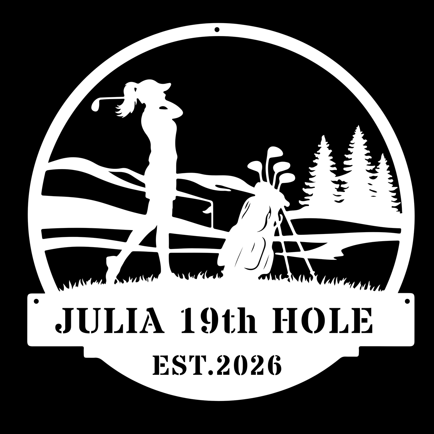 Personalised 19th Hole Golf Metal Sign White