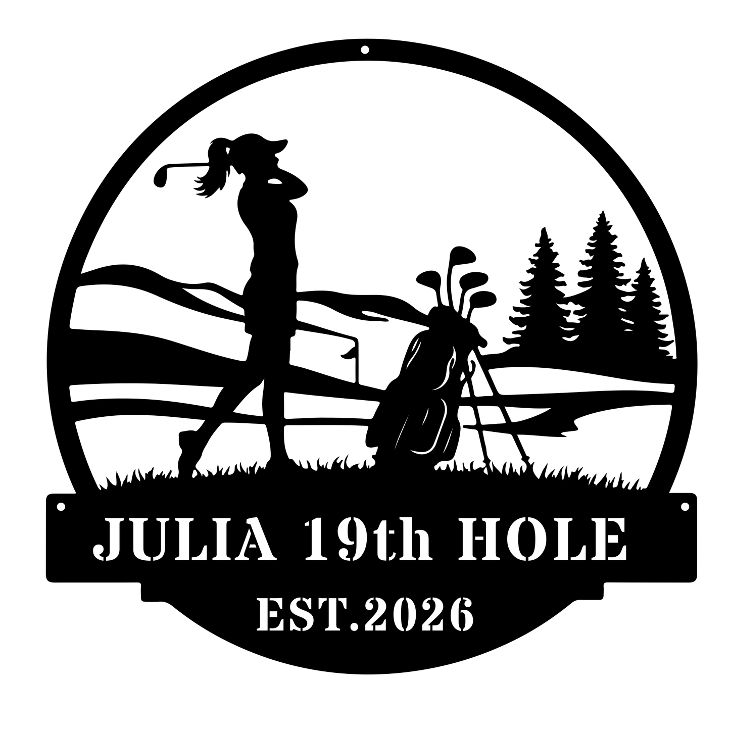 Personalised 19th Hole Golf Metal Sign Black