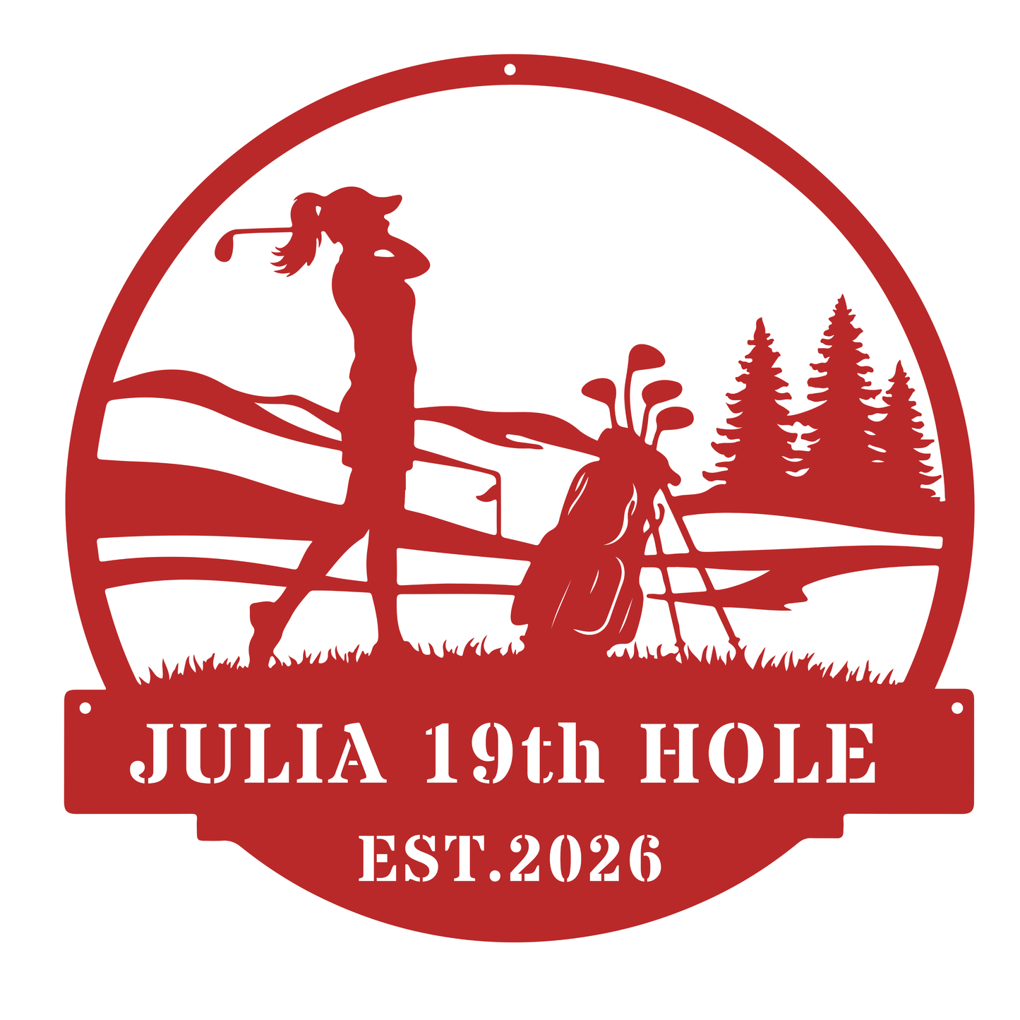 Personalised 19th Hole Golf Metal Sign Red