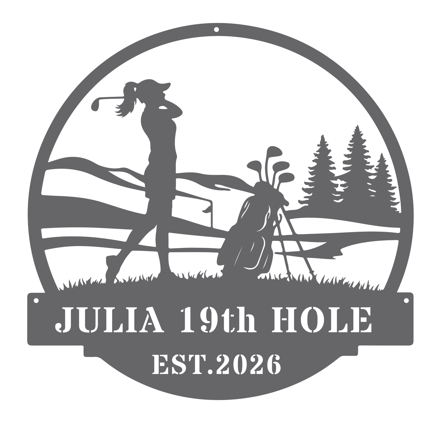 Personalised 19th Hole Golf Metal Sign Silver