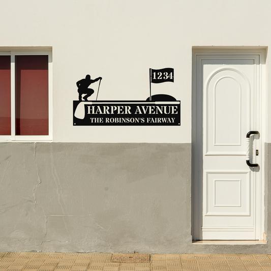 Golfer with Flag-Personalized metal address sign