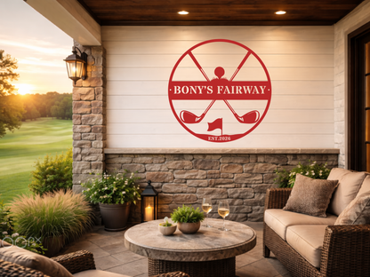 Golfer Family Name Metal Sign - Personalised Golf Art