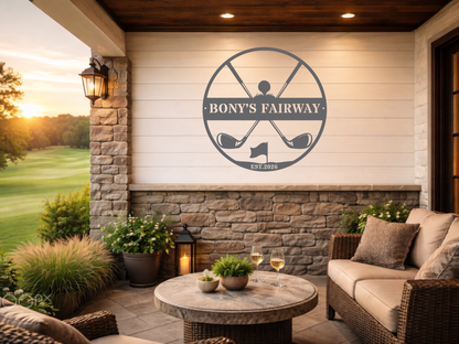 Golfer Family Name Metal Sign - Personalised Golf Art