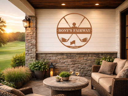 Golfer Family Name Metal Sign - Personalised Golf Art
