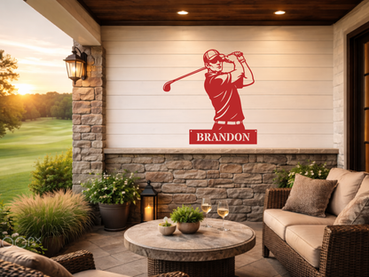Personalised Golfer Metal Wall Art – Custom Golf Name Sign