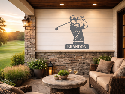 Personalised Golfer Metal Wall Art – Custom Golf Name Sign