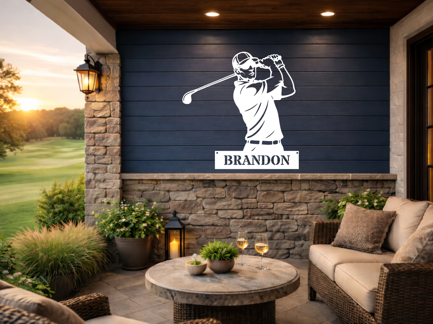 Personalised Golfer Metal Wall Art – Custom Golf Name Sign