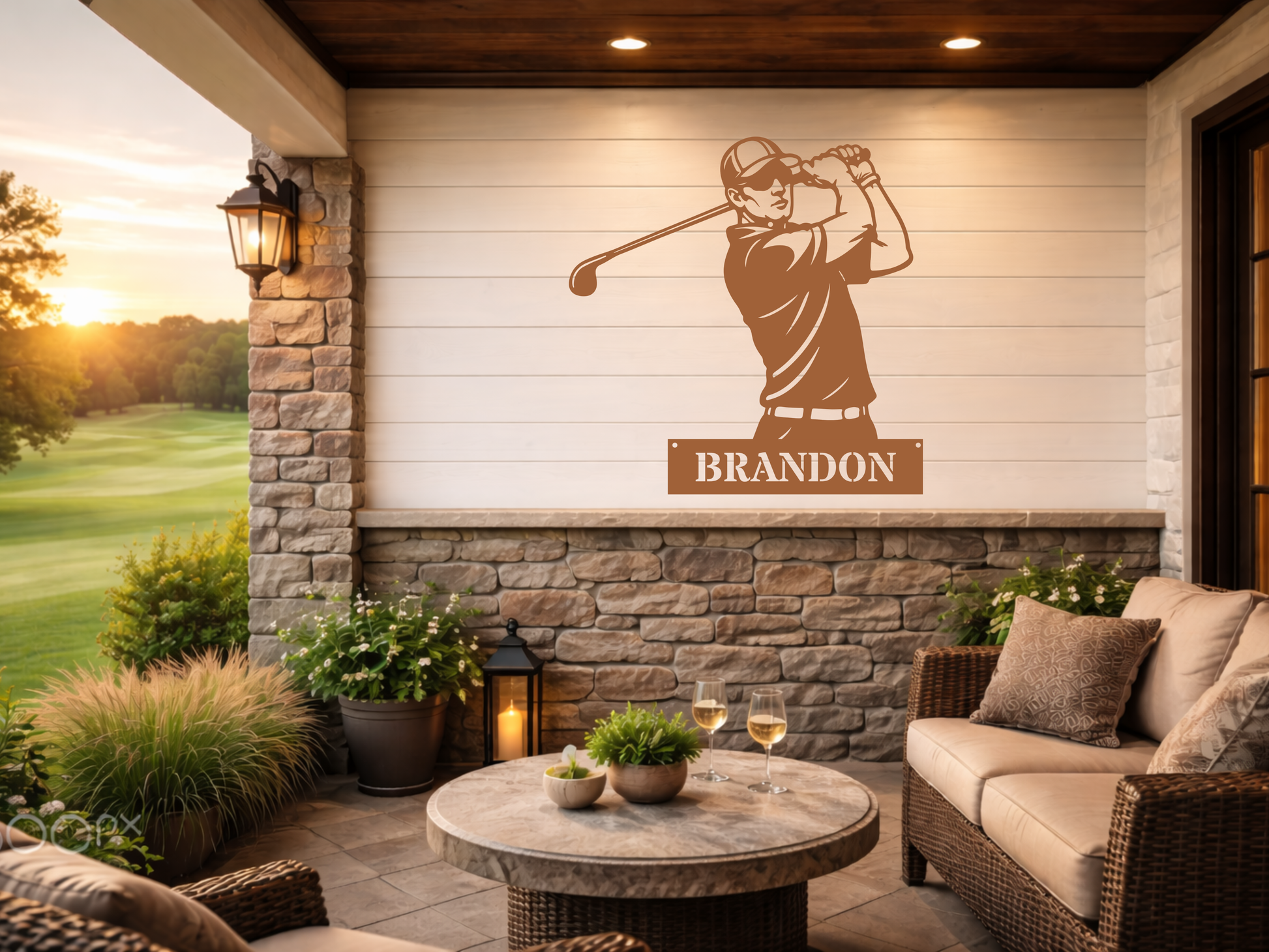 Personalised Golfer Metal Wall Art – Custom Golf Name Sign