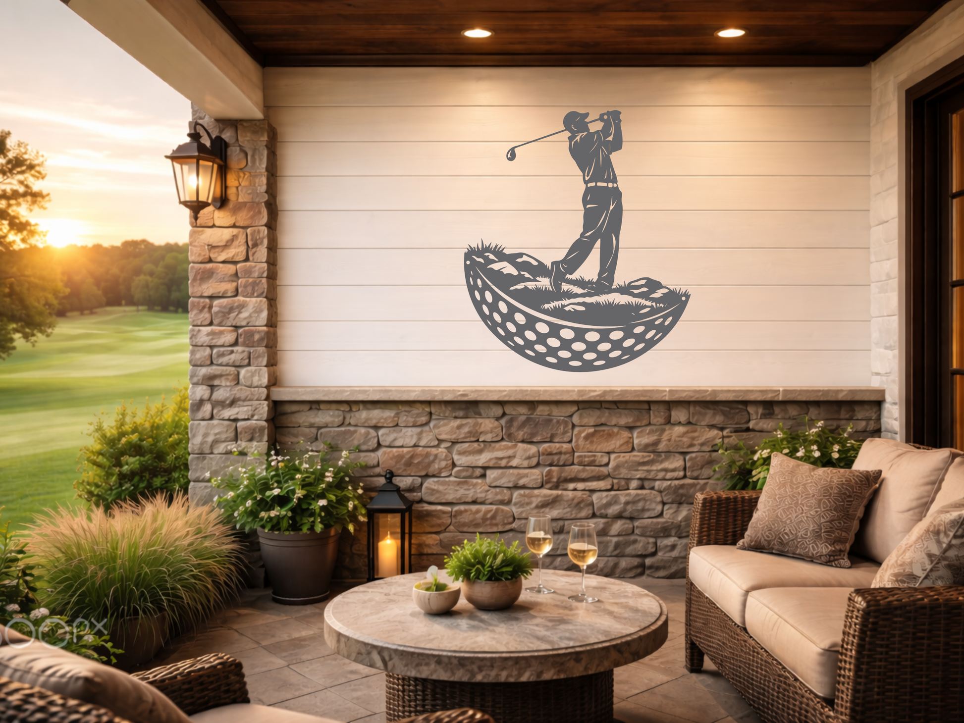 Modern Golf Ball Metal Wall Art