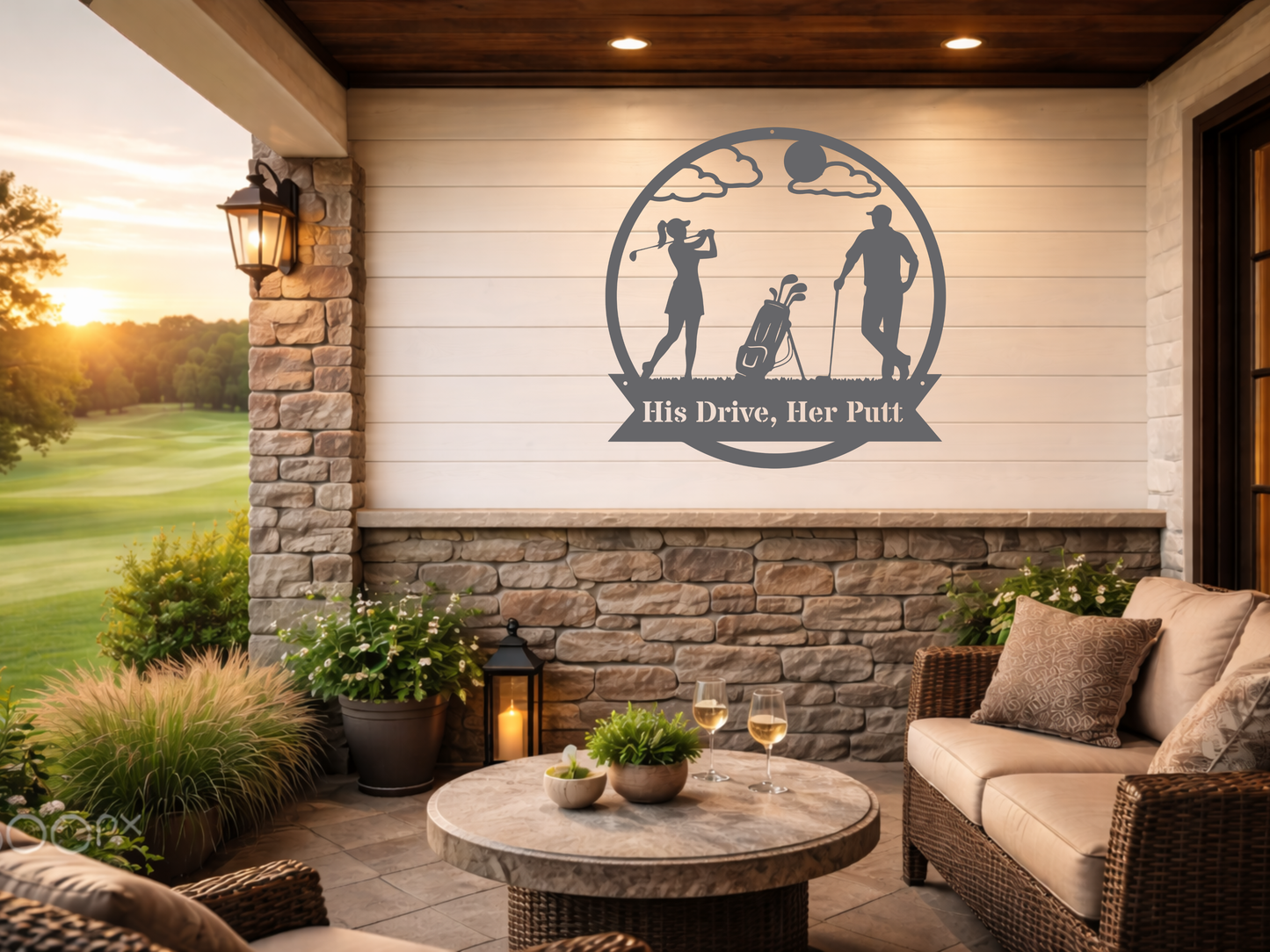 His Drive, Her Putt Metal Wall Sign – Golf Couple Decor