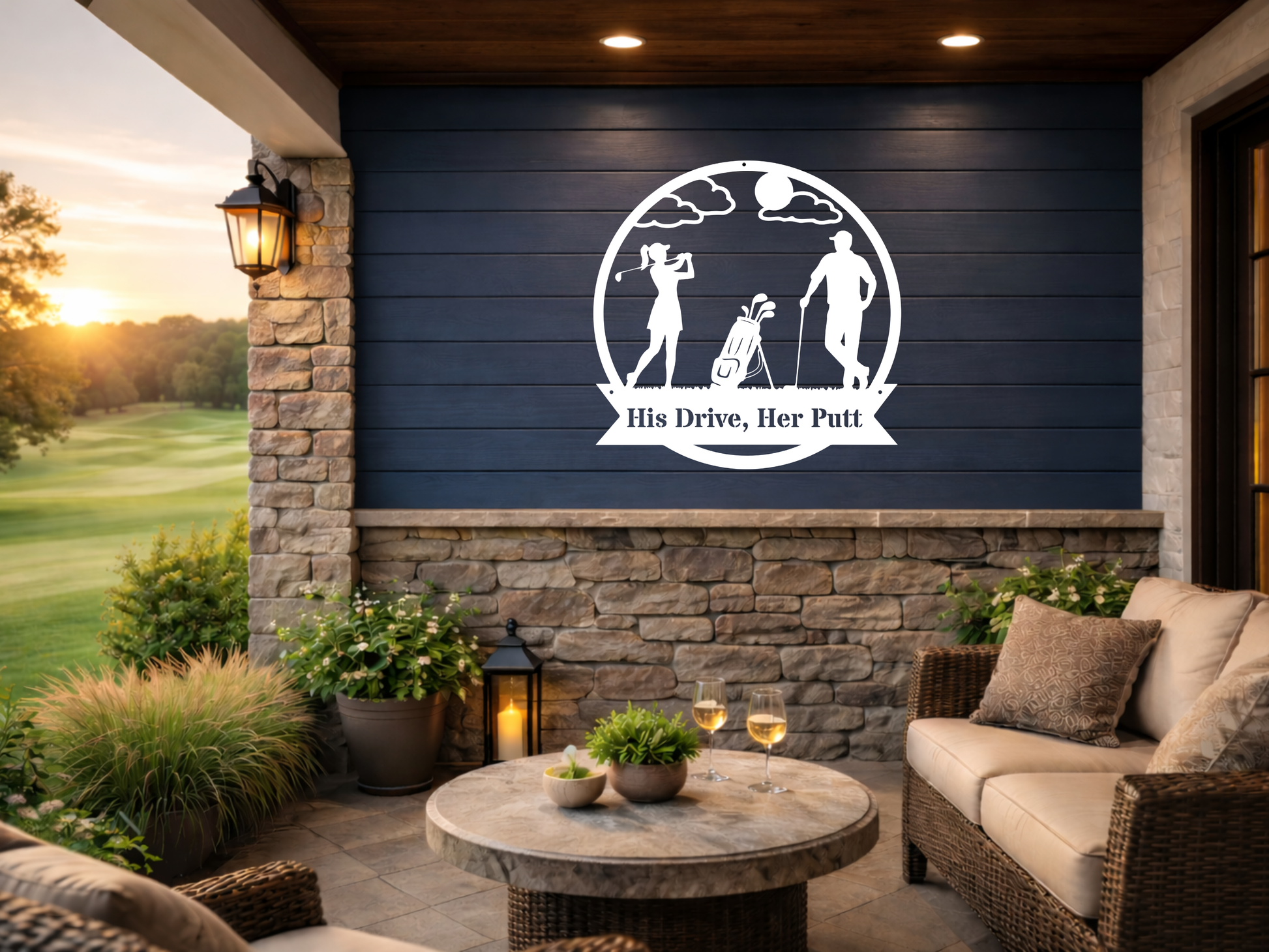 His Drive, Her Putt Metal Wall Sign – Golf Couple Decor
