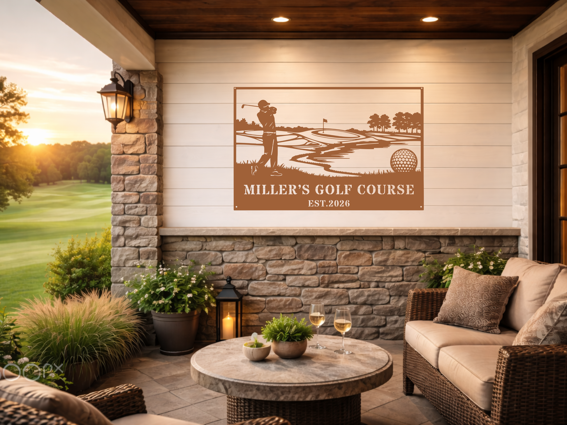 Personalised Golf Course Metal Wall Art
