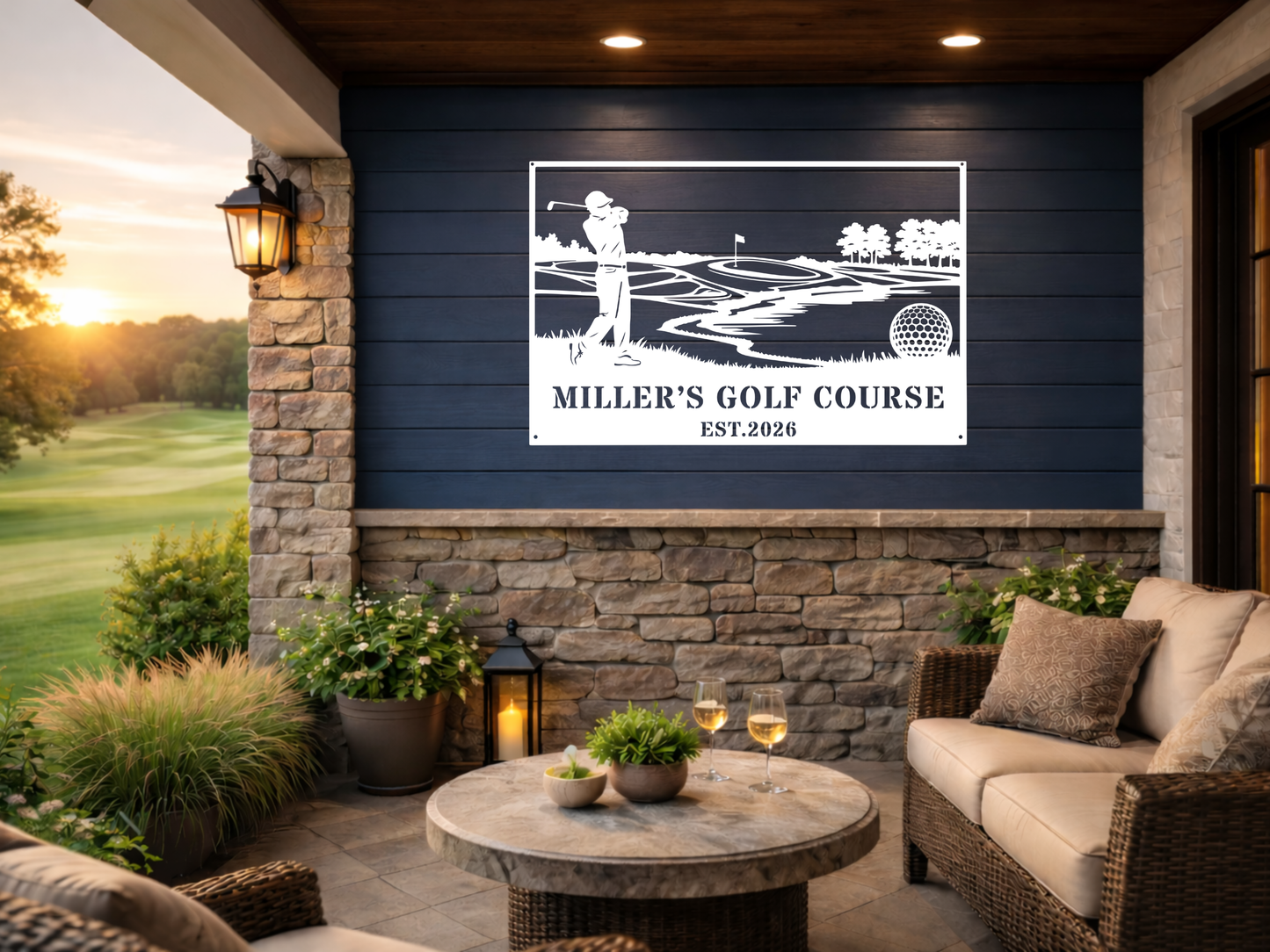 Personalised Golf Course Metal Wall Art