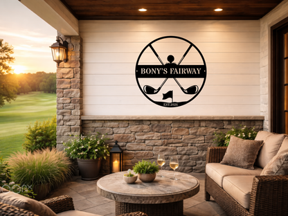 Golfer Family Name Metal Sign - Personalised Golf Art