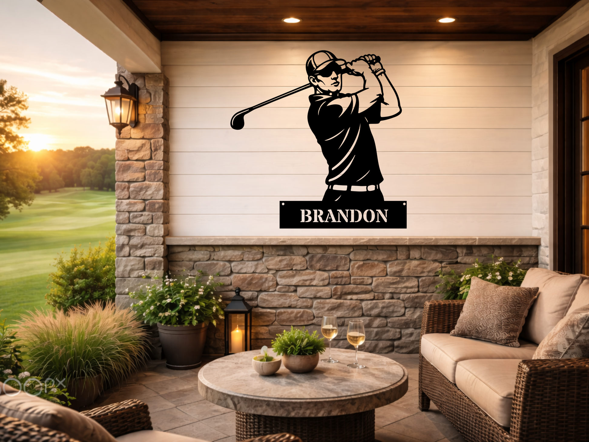 Personalised Golfer Metal Wall Art – Custom Golf Name Sign